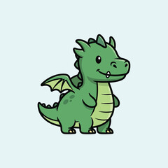 Fototapeta premium Cute Cartoon Green Dragon
