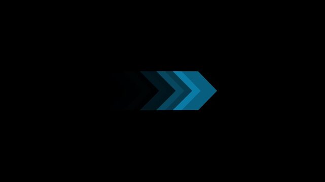 Minimalist cyan colored designed right arrow doing direction digital information. The transparent with pointing creative arrow icon direction on black background.