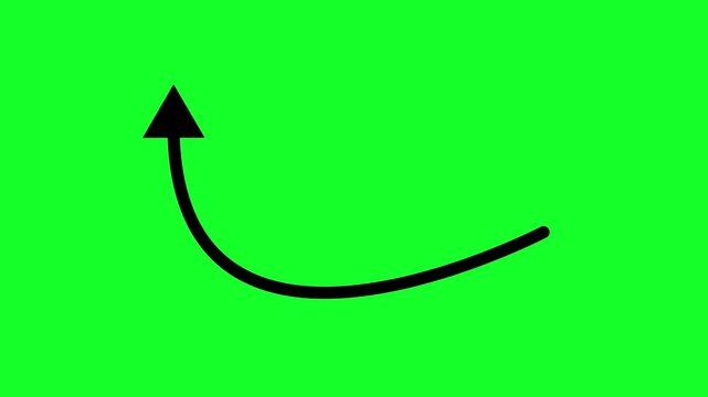 up Clean Black Arrow Direction Animation Isolated on Green Screen in 4K Resolution for Clear Navigation and Visual Guidance