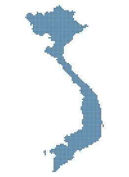Vietnam Blue Dotted Map for Semiconductor Supply Chain and Edge. Map of Vietnum dotted style.