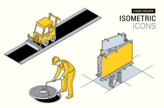 Isometric City Maintenance and Micro Jobs Service Illustration Set