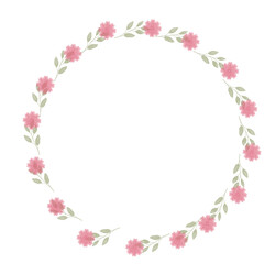 Fototapeta premium Hand drawn floral frames with flowers. Wreath. Elegant logo template. Vector illustration for labels, branding business identity, wedding invitation