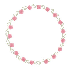 Obraz premium Watercolor summer floral wreath with hand painted delicate leaves and flowers