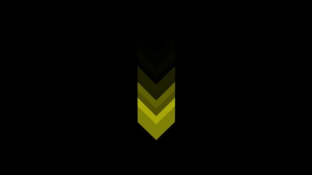 Minimalist yellow colored ideal for element navigation designed down arrow doing digital direction information. The transparent modern design with pointing arrow icon on black background.