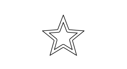 Obraz premium Clean black outline of a five pointed star shape with a double border isolated on a plain white background for design.