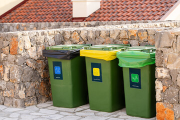 Bins for separate collection of garbage
