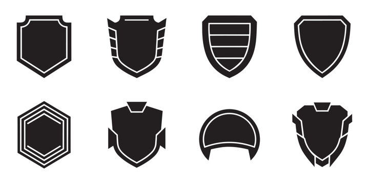 Collection of simple shield shapes, security and protection icons