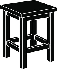 Square Wooden Stool Silhouette Vector &ndash; Simple Furniture Design Illustration