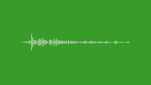 audio visualizer on green background, sound wave or audio wavefrom isolated on green screen background, Animated sound wave spectrum.