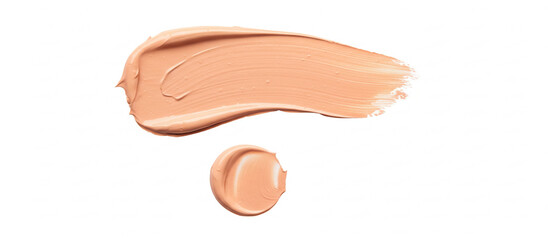Fototapeta premium Peach Color Corrector Stroke Isolated on White – Cream Concealer Texture for Skincare and Makeup 
