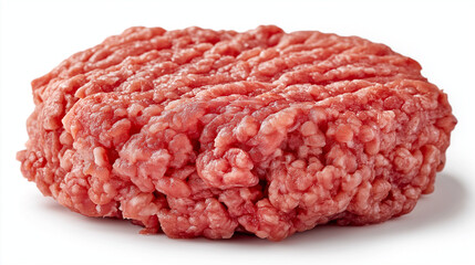 transparent raw ground beef patty isolated on white