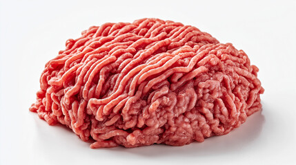 raw ground beef patty isolated on white background