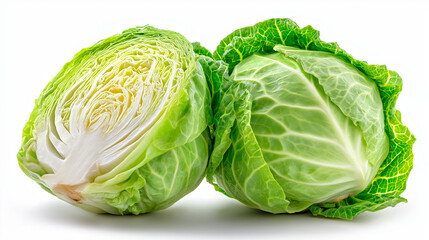 Obraz premium fresh green cabbage half isolated on white background