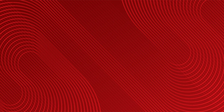 Red abstract background with glowing geometric lines. Modern shiny red gradient diagonal rounded lines  vibrant neutral