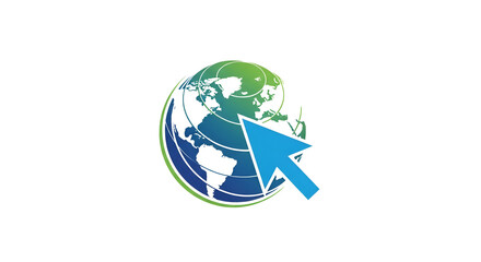Modern Vector Logo of Globe and Digital Cursor for Web Branding