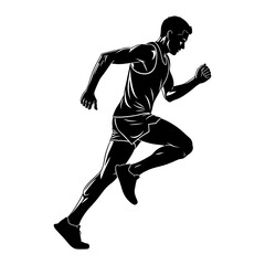 Obraz premium Athlete Sprinting Silhouette Vector Black Speed Motion