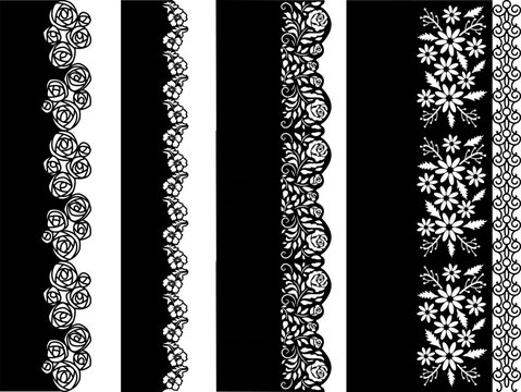 Decorative Floral Lace Borders and Ornament Stencils Set for Laser Cutting and Wedding Invitation Design
