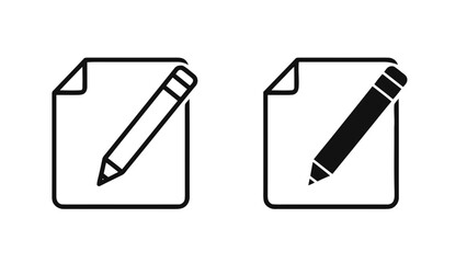 Vector illustration of, on transparent background, document and pencil icons representing edit or write
