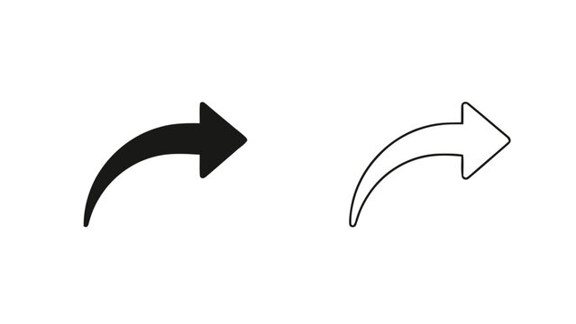 Vector illustration of curved right arrow icon symbol, share or redo concept, on transparent background