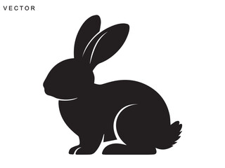 Fototapeta premium Easter bunny rabbits silhouettes vector illustration, Happy Easter vector design on a white background