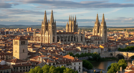 Fototapeta premium Barcelona skyline Sagrada Familia sunset cityscape