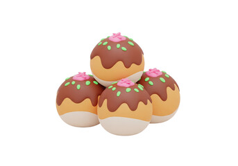 Delicious Japanese Takoyaki Street Food Isolated on White