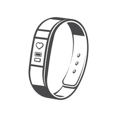 Heart rate fitness band monitor icon shows health data in the format