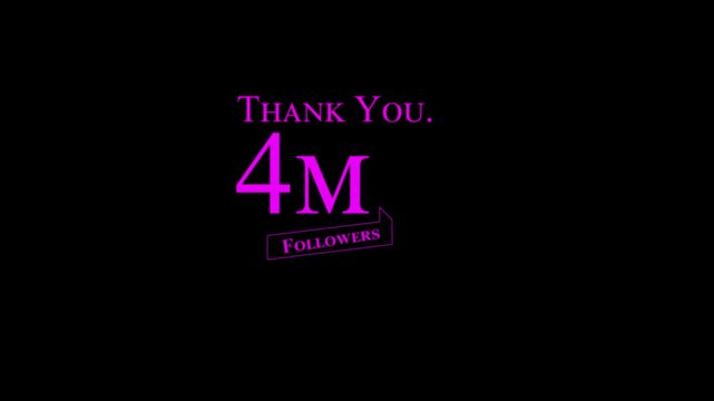 Thank you 4M followers. Animation. confetti party effects, social media milestone motion graphics. And 4k video.