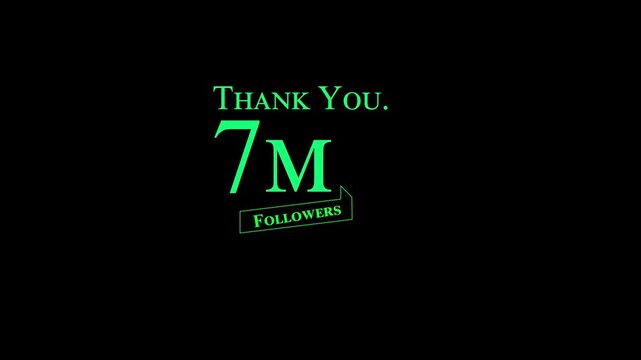 Thank you 7M followers. Animation. confetti party effects, social media milestone motion graphics. And 4k video.