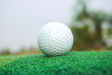 Obraz premium Close-up of a Golf Ball on a Lush Green Grass Surface