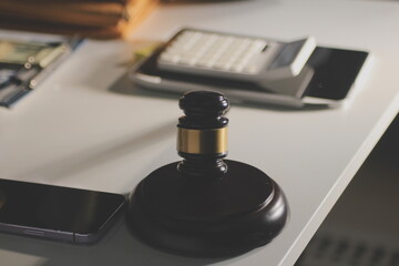 Businesswoman and Male lawyer or judge consult and conference having team meeting with client at law firm in office, Law and Legal services concept