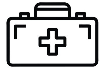 Obraz premium A black and white medical case shows an icon for aid and care