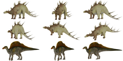 Illustrations of various dinosaur species © Ilie
