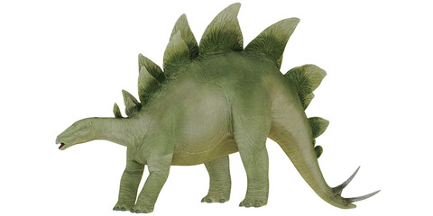 Green Stegosaurus dinosaur model facing right. © Ilie