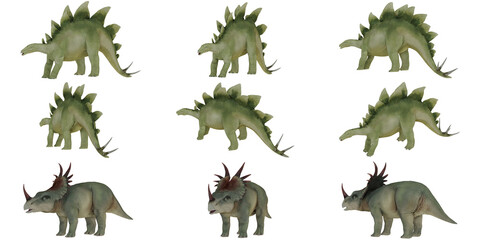 Dinosaur models showcasing unique features. © Ilie