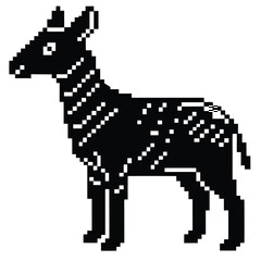 Pixel Art 1-Bit Okapi or Donkey Wild Animal Sprite