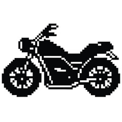 Fototapeta premium Pixel Art 1-Bit Classic Motorbike or Cruiser Motorcycle
