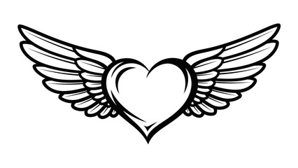Fototapeta premium Wings of Love: An artistic depiction of a heart adorned with delicate wings, symbolizing love, freedom, and soaring aspirations.