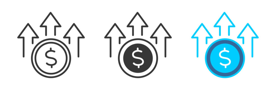 cost icon set multiple style collection	
