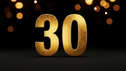 3d number 30 with golden text