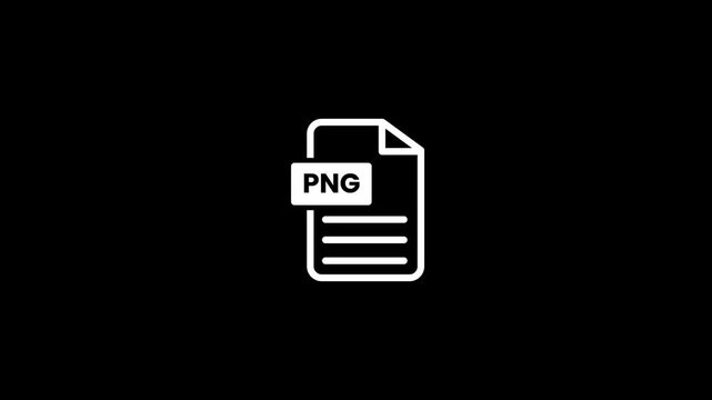 White PNG document icon animation isolated on black background