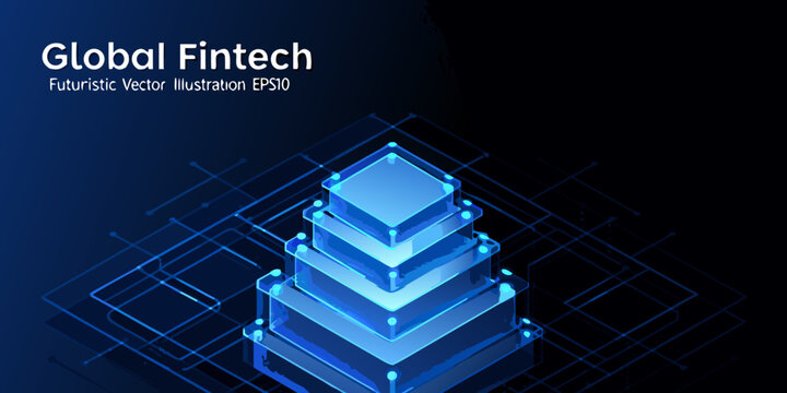 Global fintech a futuristic vector illustration showcasing interconnected data layers