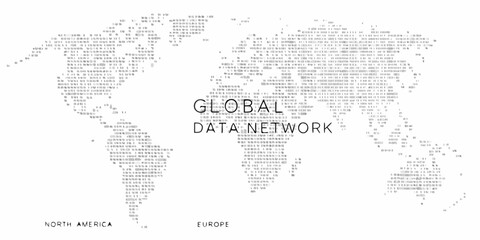 Fototapeta premium World map composed of dots with global data network text overlay