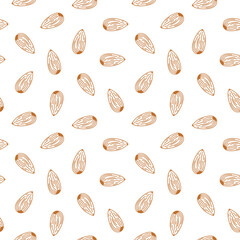 Almond nut Pattern background. seamless pattern Almond doodle illustration. doodle almond nut seamless pattern.