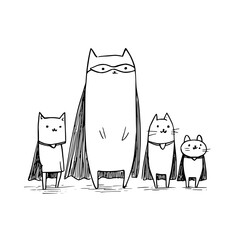 Superhero Cats Family Wearing Cape © Zaheer