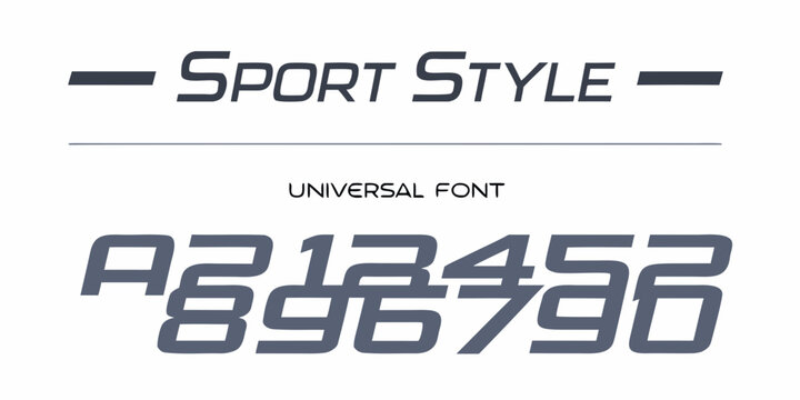 Sport style typography with numbers and universal font display