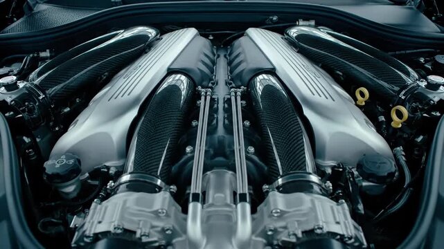 V12 Engine Bay: Carbon Fiber Intakes and Polished Aluminum Cam Covers