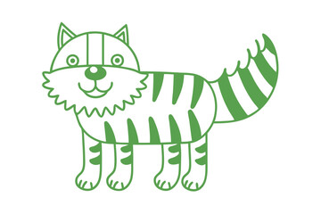 Obraz premium Striped green tiger stands playfully, its cheerful smile visible in this cute, friendly animal