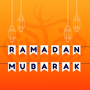 Welcome & Shine holy month Ramzan Kareem Design with orrange  background 