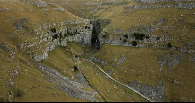 Aerial shot of Gordale Scar.